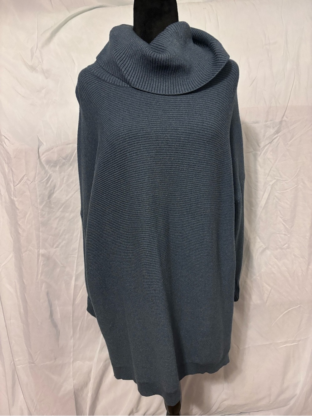 Women's Cowl Neck Sweater Tunic in Slate Blue